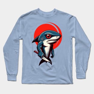 Killer shark carrying a knife Long Sleeve T-Shirt